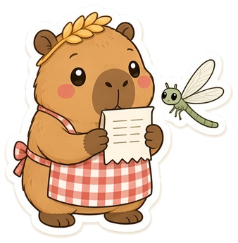 Biscuit holding a long sales receipt